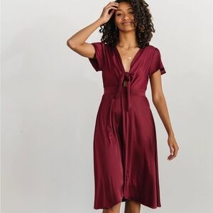 Baltic Born Poppy Satin Burgundy Midi Dress - Size Small